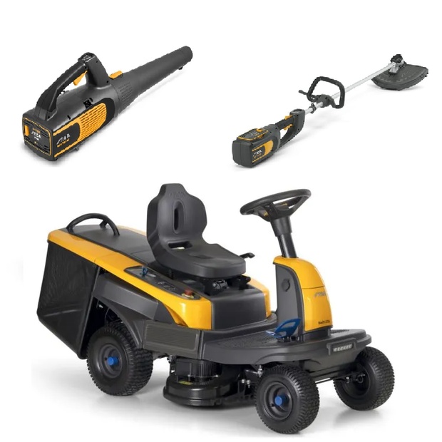 STIGA KIT a batterie con TRATTORINO 372E - SOFFIATORE SAB 700 E - DECESPUGLIATORE SBC700 AE - Prezzo € 5.400,00